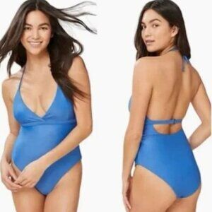 Andie One Piece Swimsuit Women's XS Horizon Blue The Lagos Halter AO206 7748 NWT